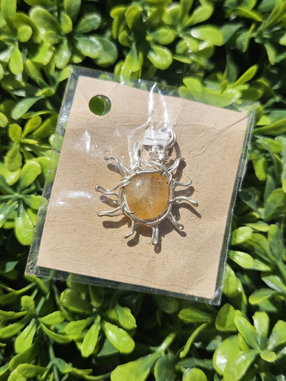 Silver Sunburst Charm with A Citrine Stone
